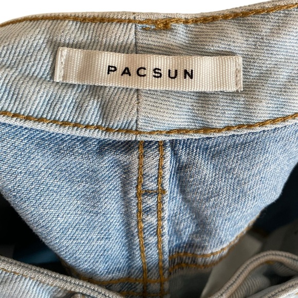 Pacsun Eco Hopper Patch Mom Jean Two Tone Blue Wash - Picture 13 of 14